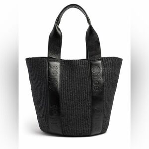 Chloé Woody Large cotton Basket tote black bag